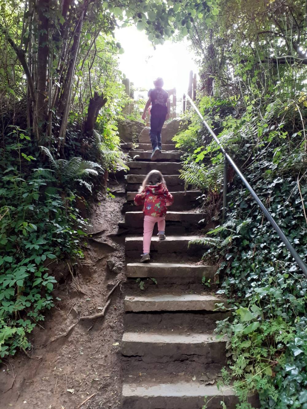Stone steps with children 