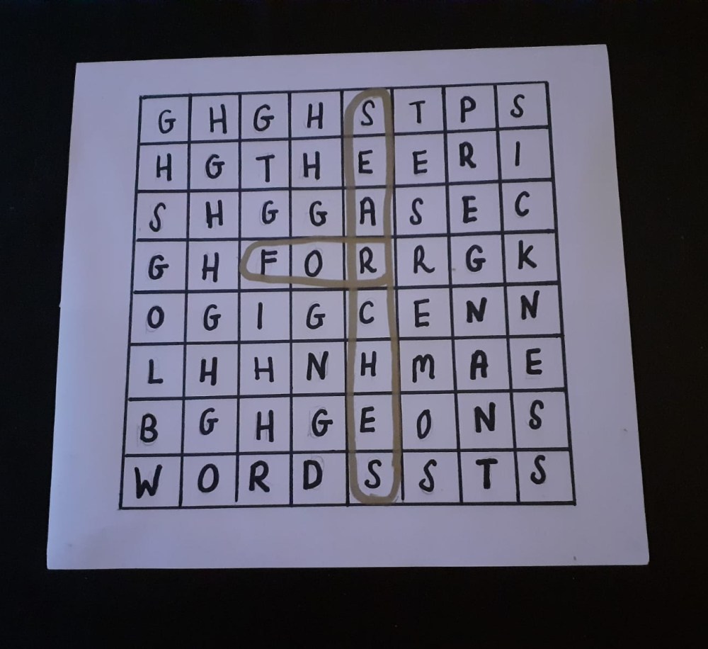 Wordsearch with the words searches and for circked