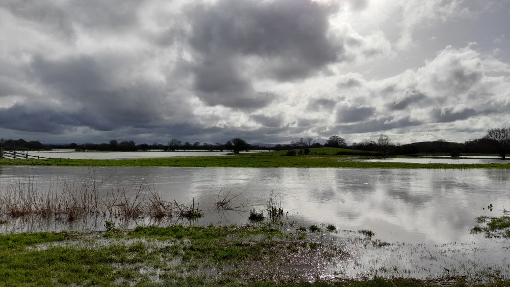 The watery expanse of the somerset levels, essentially a giant puddle!