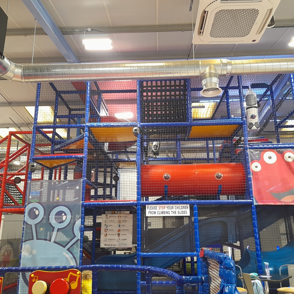 The dizzying heights of the soft play!
