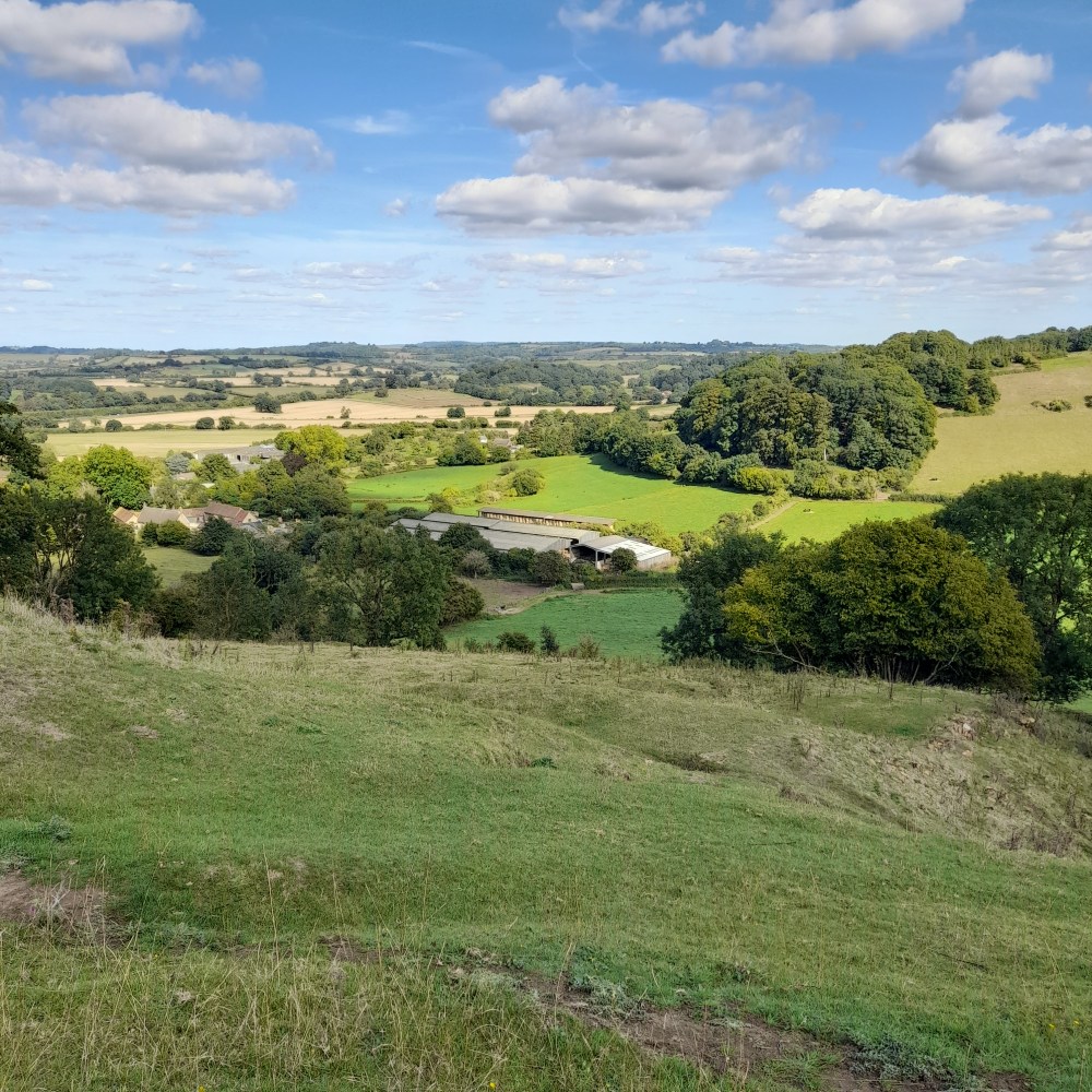 Looking down on the green valley below