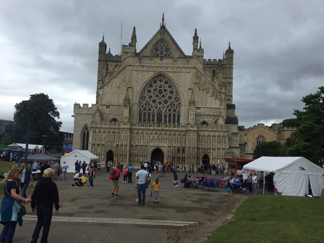 The wide front of Exeter Cathedral